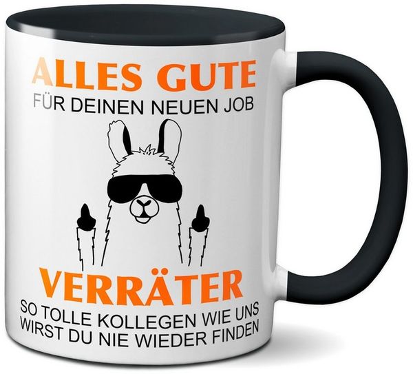 TASSENKING Tasse, Alles Gute für Deinen neuen Job. Du Verräter! - Lama / Schwarz
