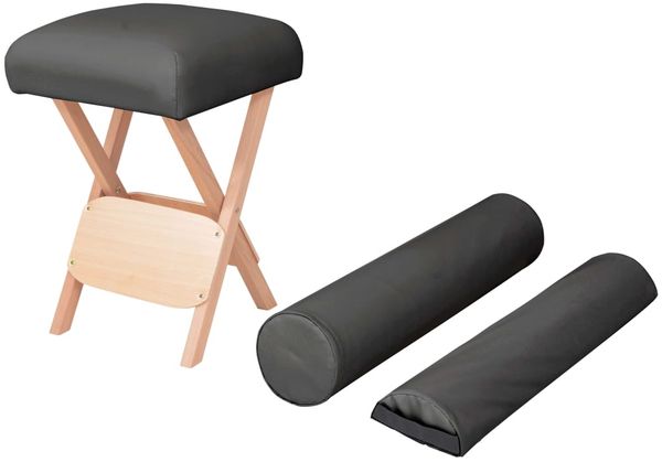 vidaXL Massage-Klapphocker 12 cm dicker Sitz & 2 Nackenrollen Schwarz 110147
