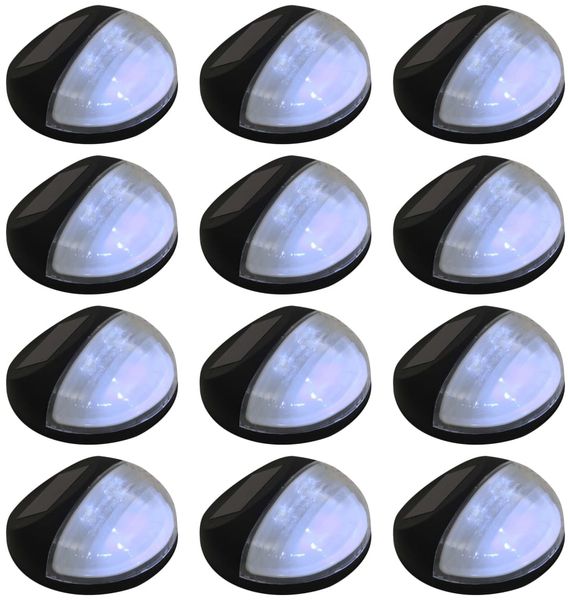 vidaXL Outdoor Solar-Wandleuchten LED 12 Stk. Rund Schwarz 44472