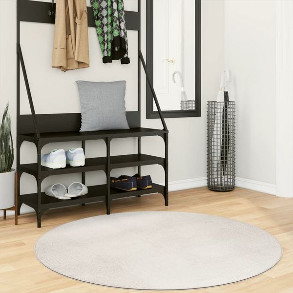 vidaXL Teppich IZA Kurzflor Skandinavischer Look Creme Ø 120 cm 375447