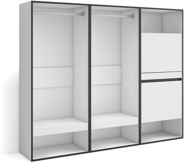 Skraut Home | Offener Kleiderschrank | Kleidung, Schuhe | 180 x 145 x 35 cm | Für Schlafzimmer, Zimmer | Schuhschrank | Moderner Stil | Weiß