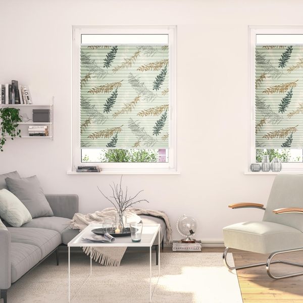 Lichtblick Design Plissee mit Motiv Fir Branches, 1006 Tageslicht - Blickdicht; einfache Installation mit Klemmträgern; von beiden Seiten sichtbar, 130 x 70 x 2,5 cm