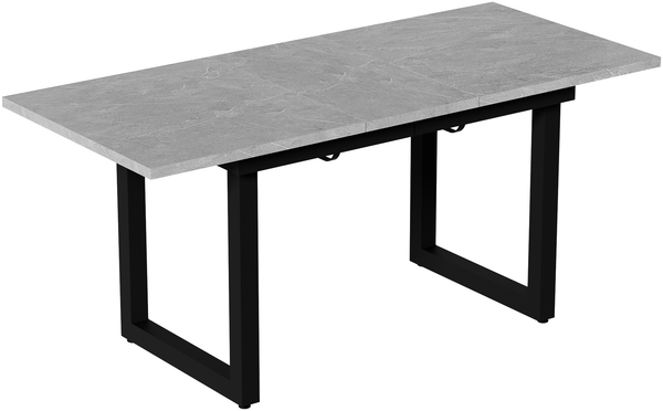 Erweiterbarer Esstisch, L140/180*W80*H75,Industriestil, rechteckiger, Kaffee-Freizeittisch, moderner einfacher Esstisch aus Eisen, Platzsparender multifunktionaler Esstisch, MDF,Beton-optik+Schwarz Bild 8