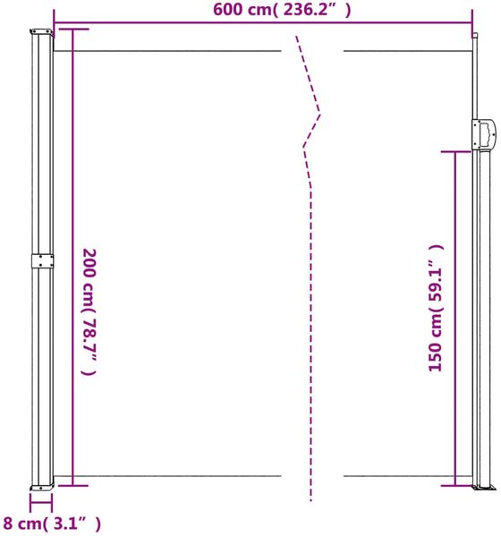vidaXL Seitenmarkise Ausziehbar Dunkelgrün 200x600 cm 4004560 Bild 10
