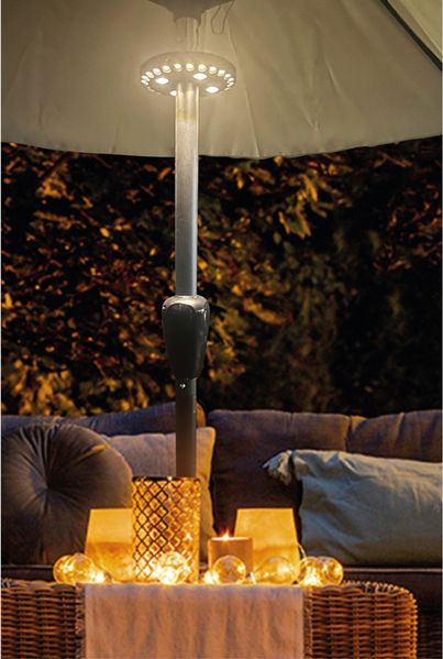 Sonnenschirmleuchte Ø16cm 28LED Schirmlicht Gartenbeleuchtung Außenleuchte Outdoor-Lampe Schirmleuchte Sonnenschirmbeleuchtung Schirmbeleuchtung Terrassenleuchte