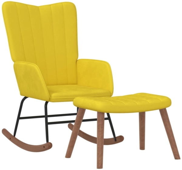 vidaXL Schaukelstuhl mit Hocker Senfgelb Samt 327761