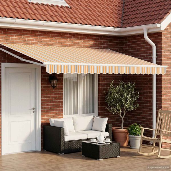vidaXL Elektrische ausziehbare Markise Blau und Orange 5x3 m 3419674