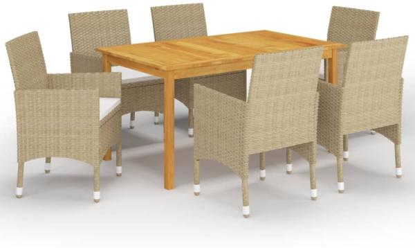 vidaXL 7-tlg. Garten-Essgruppe Beige 3067767