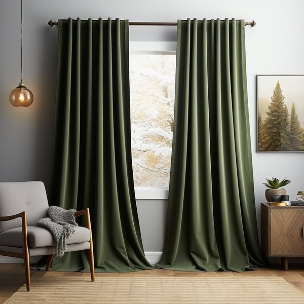 Jibenhome Gardine 2er Verdunkelungsvorhang Kräuselband, Dicken Thermovorhang Vorhang, Samt Blickdicht Gardinen Vorhänge für Schlafzimmer, Wohnzimmer