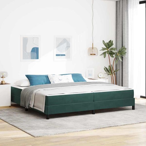 vidaXL Boxspringbett mit Matratze Dunkelgrün 200 x 210 cm Stoff 3398764