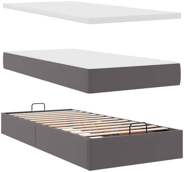 vidaXL Ottoman-Bett mit Matratzen & LEDs Grau 80x200 cm Kunstleder 3312125 Bild 12