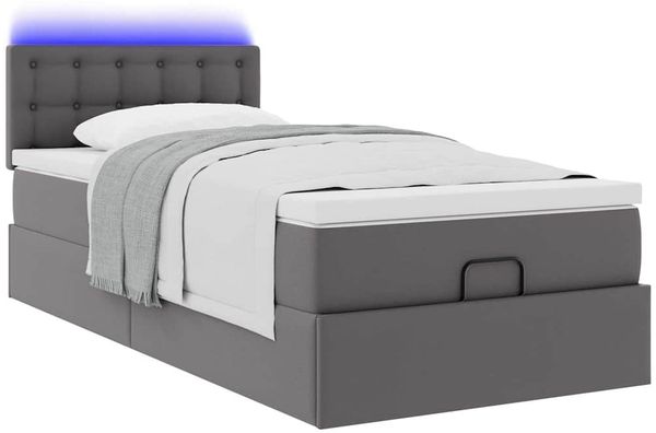 vidaXL Ottoman-Bett mit Matratzen & LEDs Grau 80x200 cm Kunstleder 3312125 Bild 6