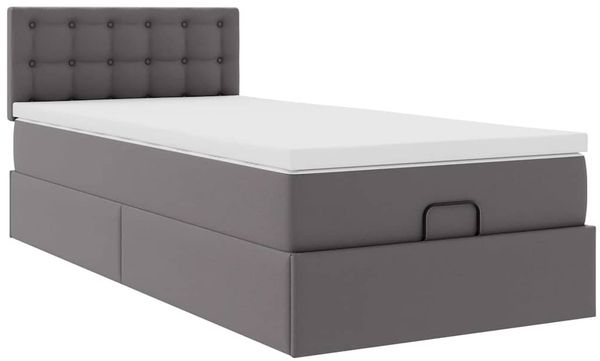 vidaXL Ottoman-Bett mit Matratzen & LEDs Grau 80x200 cm Kunstleder 3312125 Bild 7
