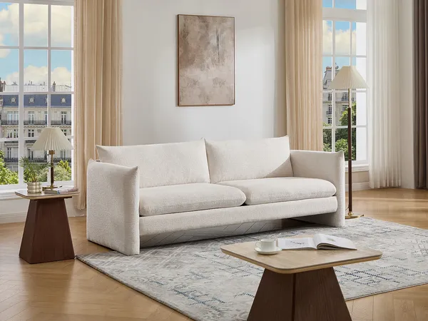 Vente-unique - GORAZI Sofa Stoff Beige - B 86 cm x H 81 cm x L 210 cm