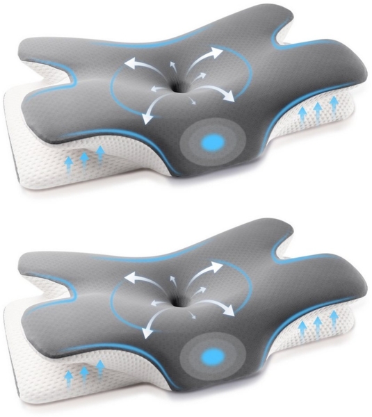 Simloveve Kopfkissen Nackenstützkissen,Schlafkissen,Nackenkissen,Seitenschläferkissen, Füllung: Kopfkissen aus Memory Foam, Kissen für Seiten Rücken & Bauchschläfer, Nackenstützkissen, Kopfkissen, Schlafkissen, Eisseidenstoff, atmungsaktiv und weich, A...