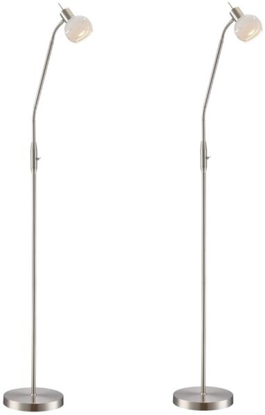 2er Set LED Stehleuchten mit Flexarm & satiniertem Glasschirm, Höhe 145cm