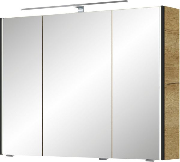 Saphir Spiegelschrank Serie 7045 Badezimmer-Spiegelschrank inkl. LED-Beleuchtung, 3 Türen Badschrank 93,2 cm breit, inkl. LEDplus Schalter und Türdämpfer