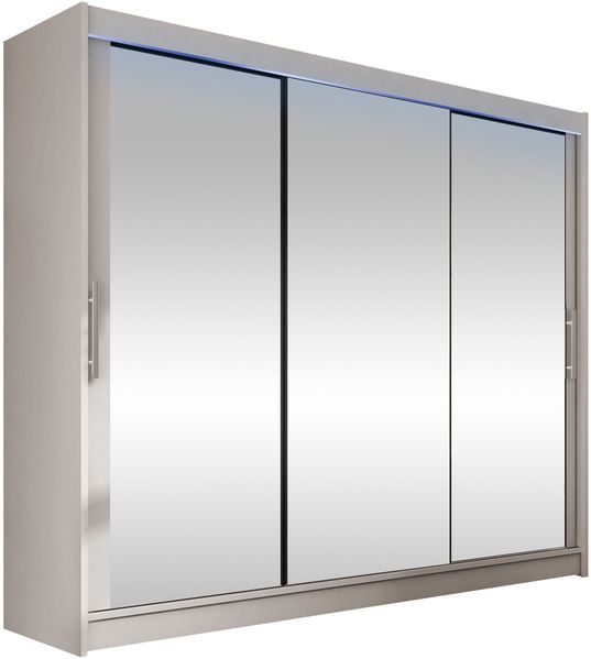 Kleiderschrank Aston III (Farbe: Cashmere / Spiegel, mit RGB LED Beleuchtung)