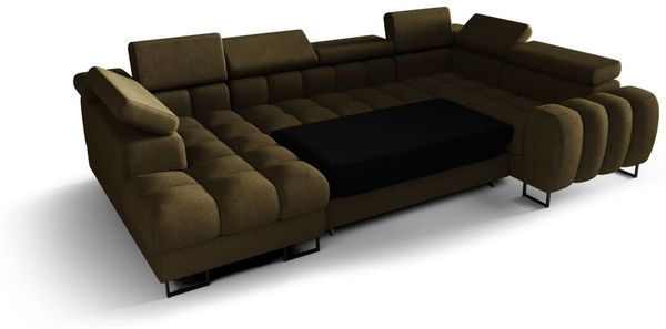 Wohnlandschaft Schlafsofa BASTIEN RELAX in Stoff Gemma Blau Ottomane Links Bild 3