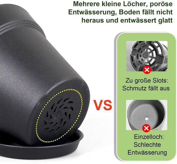 Blumentopf Set 8er Packs 10cm mit Untersetzer Schwarz Hydrokultur Topf Bild 3