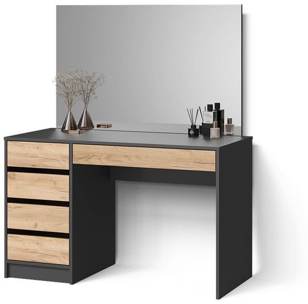 Livinity® Schminktisch Imola, Anthrazit/Goldkraft Eiche, 120 cm (2-St)