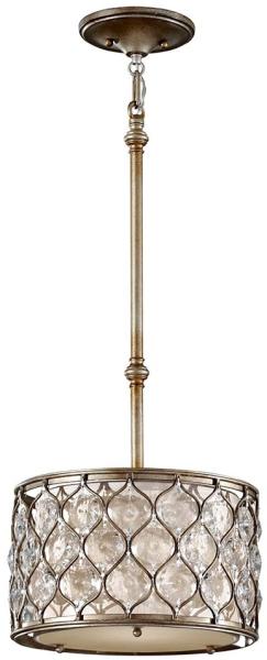 Pendellampe, Deckenleuchte, Kristalle, Stahl, Silber, D 31,8 cm