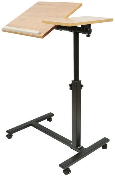 JEOBEST Beistelltisch Mobiler Stehtisch, Höhenverstellbar Computertisch Nachttisch, (Holz, Metallgestell) Laptoptisch mit Wendbarer Tischplatte Bild 2