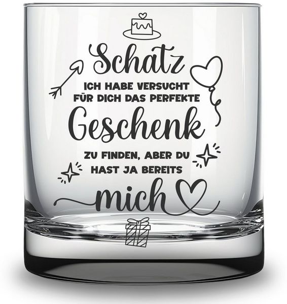 Lasernauten Whiskyglas Glas mit Gravur für Verliebte Geschenk Valentinstag Hochzeitstag Liebe, mit Gravur