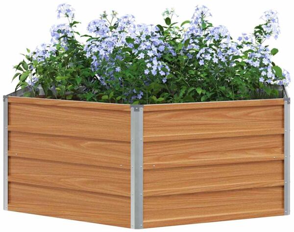 vidaXL Hochbeet im Garten Holzoptik 129 x 129 x 45 cm Verzinkter Stahl 42017321 Bild 3
