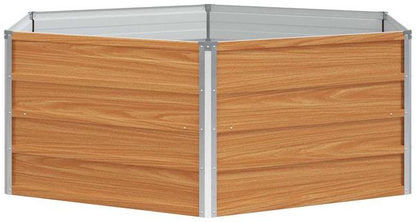 vidaXL Hochbeet im Garten Holzoptik 129 x 129 x 45 cm Verzinkter Stahl 42017321 Bild 6