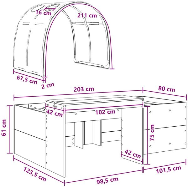vidaXL Bettrahmen mit Tunnel 3 Stk. Weiß und Schwarz Holzwerkstoff 3423646 Bild 11