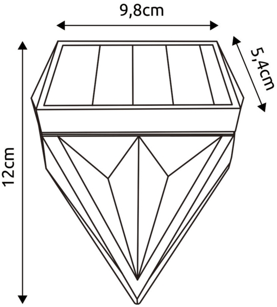 LED Solar Wandleuchte, Diamant-Design, H 12 cm Bild 9