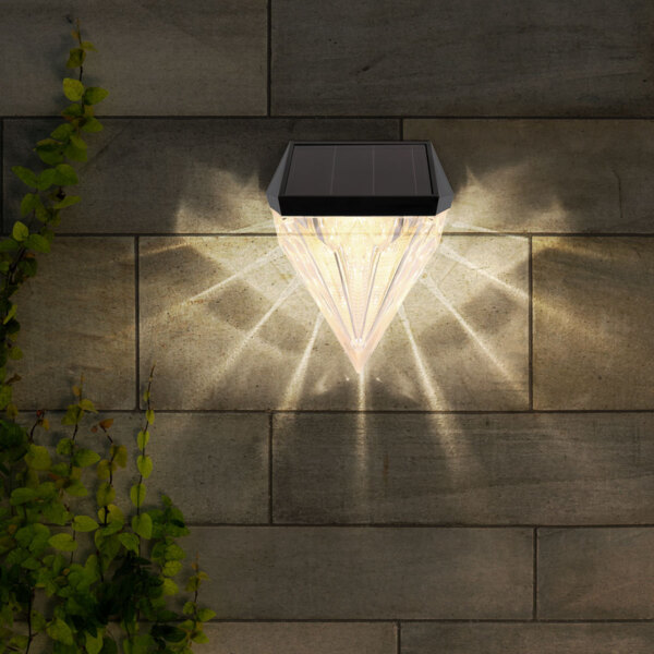 LED Solar Wandleuchte, Diamant-Design, H 12 cm Bild 3
