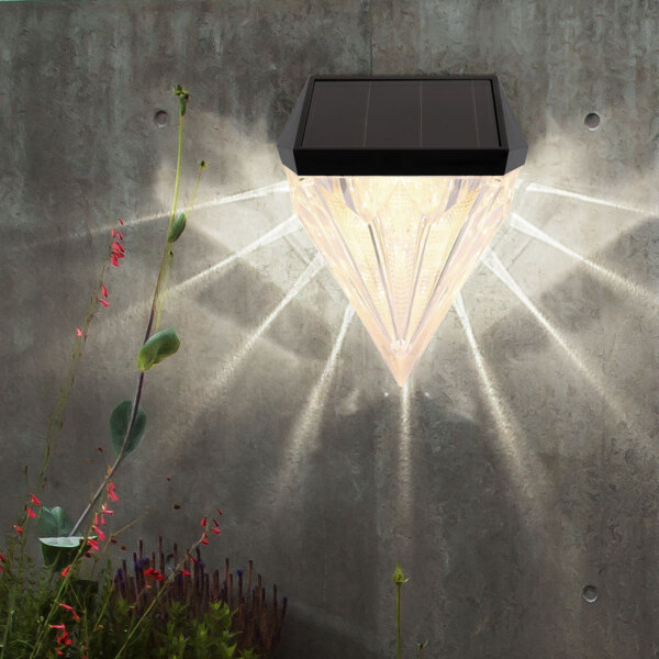 LED Solar Wandleuchte, Diamant-Design, H 12 cm Bild 4