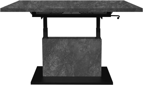 Couchtisch >Lift< verstellbar, keramik optik grau / schwarz - 120/160x56/75x70 (BxHxT)