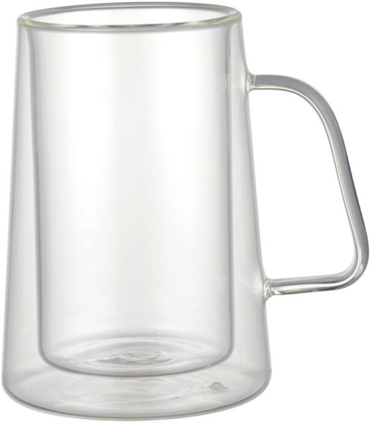 4 Tlg. Doppelwandige Kaffee- und Teegläser mit Henkel aus Glas 300ml Transparent