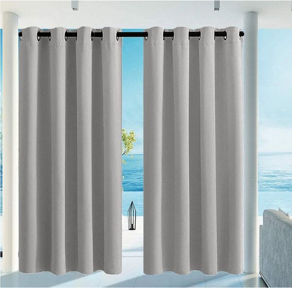 Qelus Outdoorvorhang Wasserdicht Gardinen mit ösen, Outdoor Blickdicht Vorhang (2 St), für Pavillon Garten Balkon Terrasse