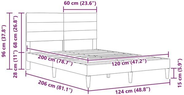 vidaXL Bettrahmen mit Kopfteil Taupe 120 x 200 cm Stoff 42027580 Bild 9