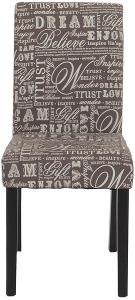 2er-Set Esszimmerstuhl Stuhl Küchenstuhl Littau ~ Textil mit Schriftzug, grau, dunkle Beine Bild 7