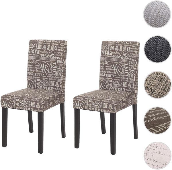2er-Set Esszimmerstuhl Stuhl Küchenstuhl Littau ~ Textil mit Schriftzug, grau, dunkle Beine Bild 8