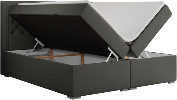 Boxspringbett, Modern Bett mit Multipocket-Matratze und zwei Bettkästen - JASIR - 120 x 200 cm - Dunkelgrau Kunstleder - H4 Bild 4