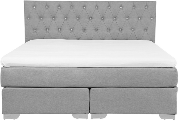 Boxspringbett Polsterbezug Leinenoptik hellgrau 180x200 cm DUCHESS Bild 4