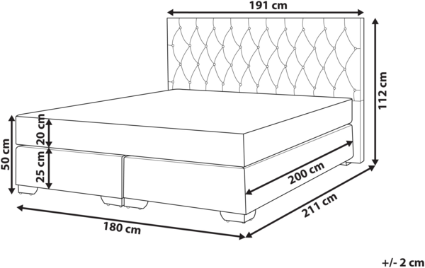Boxspringbett Polsterbezug Leinenoptik hellgrau 180x200 cm DUCHESS Bild 2