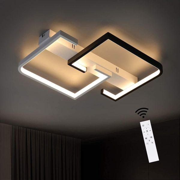 ZMH LED Deckenleuchte schwarz und weiß Modern dimmbar 3000-6500k für Schlafzimmer Flur