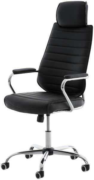 Bürostuhl Ergonomisch FUGOR Schreibtischstuhl mit Rollen Höhenverstellbarer Drehstuhl, Arbeitsstuhl mit Kopfstütze Chefsessel, Computerstuhl 125 kg Schwarz