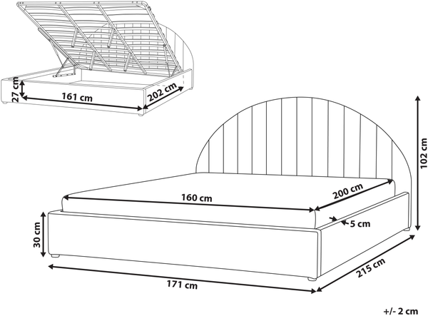 Bett mit Stauraum CHADENET 160 x 200 cm Bouclé Cremeweiß Bild 2