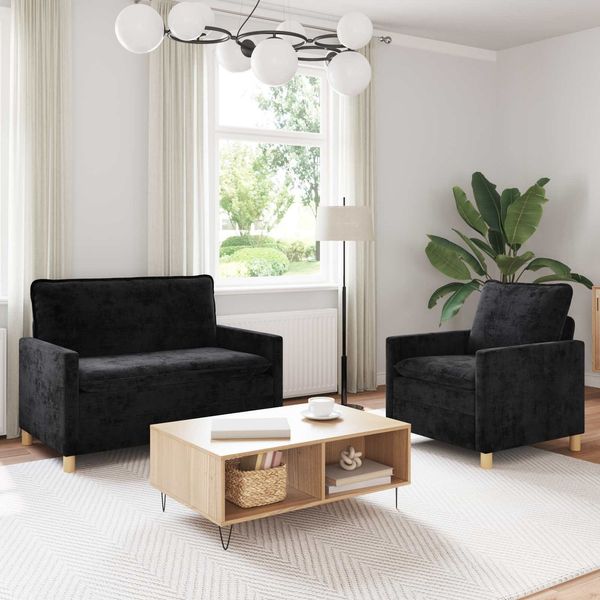 vidaXL Sofa Set 2 pcs Schwarz Polyester 3417050