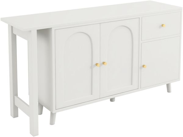 2-in-1 Drehtisch mit Sideboard, 360° drehbarer Schreibtisch, Schminktisch & Arbeitsplatte, Spanplatte Möbel Bild 10