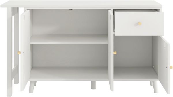 2-in-1 Drehtisch mit Sideboard, 360° drehbarer Schreibtisch, Schminktisch & Arbeitsplatte, Spanplatte Möbel Bild 6
