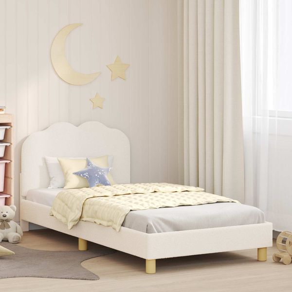 vidaXL Kinderbettgestell mit Kopfteil Creme 80 x 200 cm Bouclé 42010970